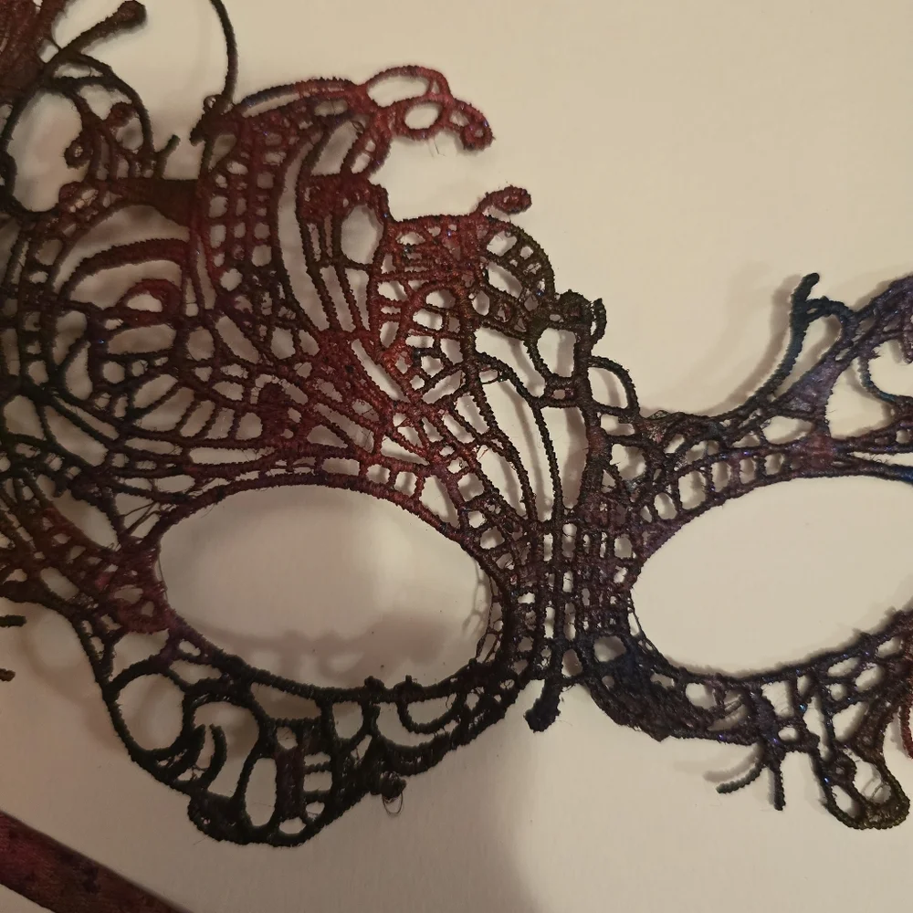 HANDCRAFTED Upcycled Lace Eye Mask HANDPAINTED Festival Mask Comic Con Sexy Play